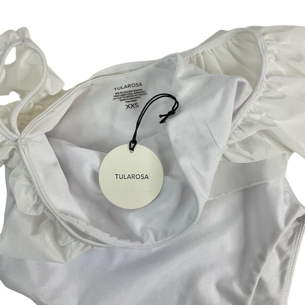 Tularosa Swimsuit Women's Sz XXS White Kimber One Piece Shoulder Ruffle $148 Nwt - Picture 9 of 16